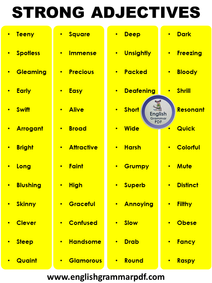 List of Strong Adjectives in English