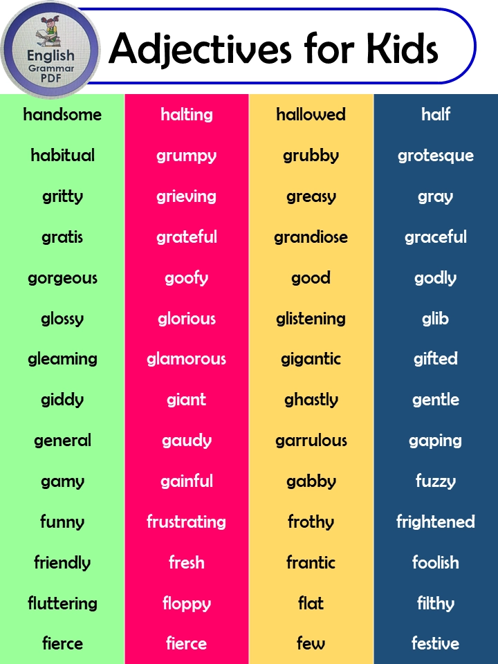 adjectives list