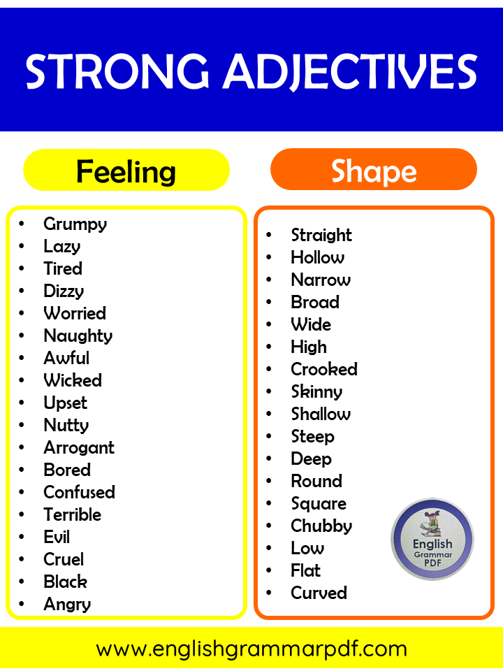 Strong adjectives for feeling