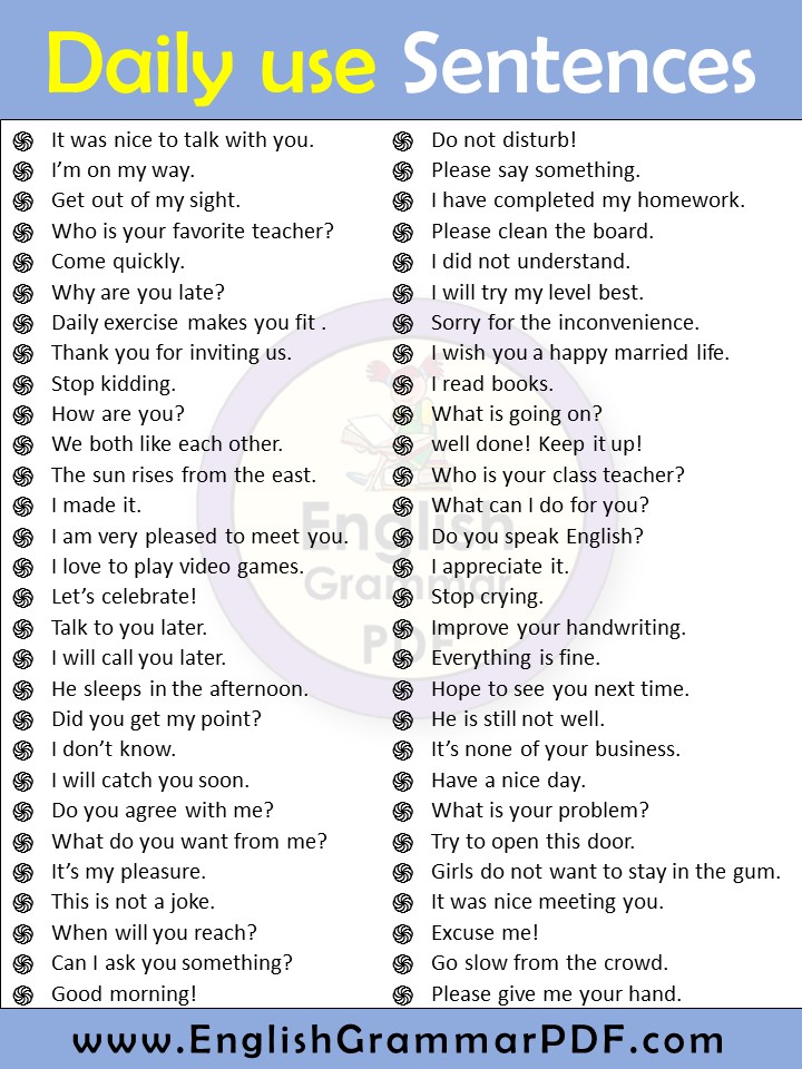 100+ English Conversation Daily use sentences pdf