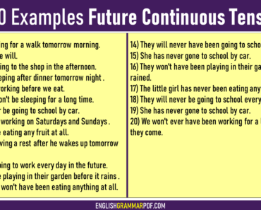 20 Examples of Future Continuous Tense
