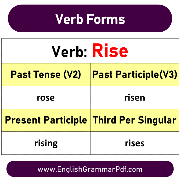 rise past tense V1 V2 V3 V4 V5