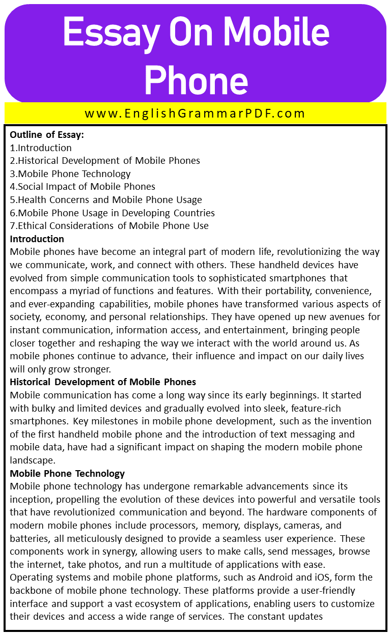 Essay On Mobile Phone 1