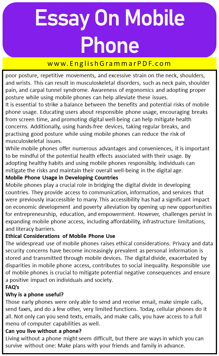 Essay On Mobile Phone 3